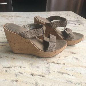 MIA grey leather wedges size 6.5